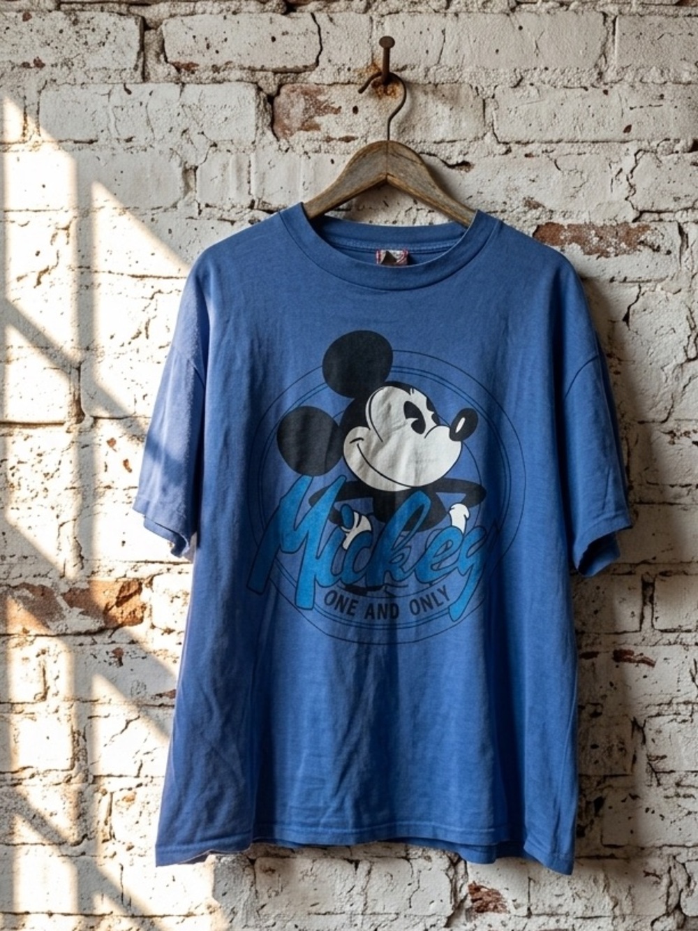 Vintage 90s Disney Designs Mickey Mouse Graphic Tee Shirt Blue L/XL Made in USA